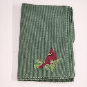 Cardinal Placemats Set 4 Red Bird Embroidered Green St Nicholas Y2K Christmas
